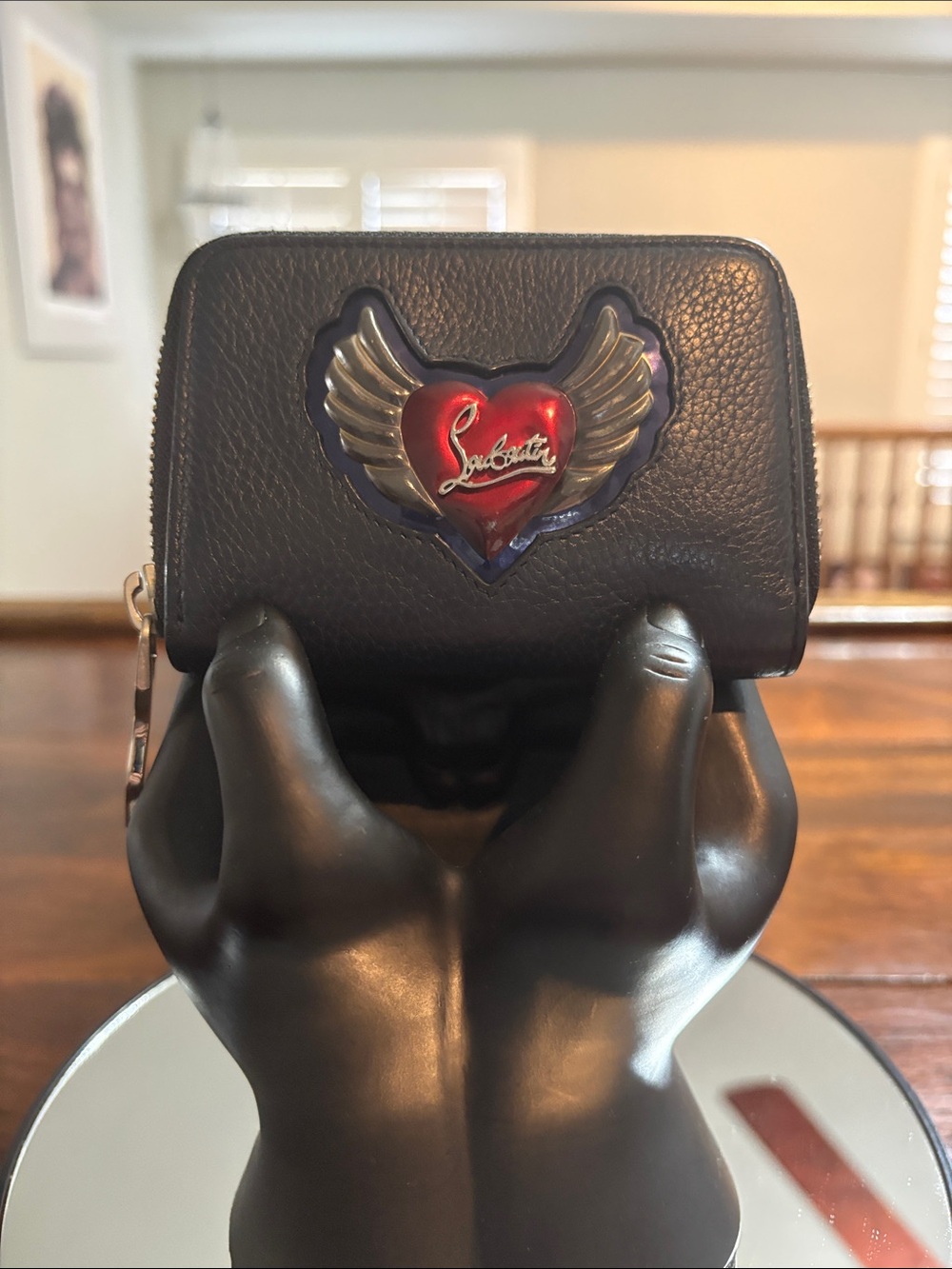CHRISTIAN LOUBOUTIN Winged Heart Leather Wallet